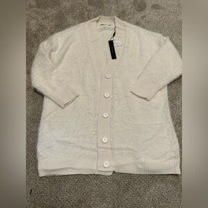 Tahari Cream Button-Up Cardigan